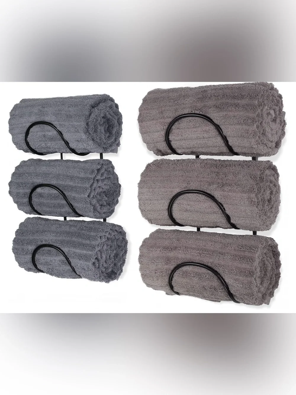 Wallniture Gray Metal Wall Towel Racks. 3 Rungs Each.